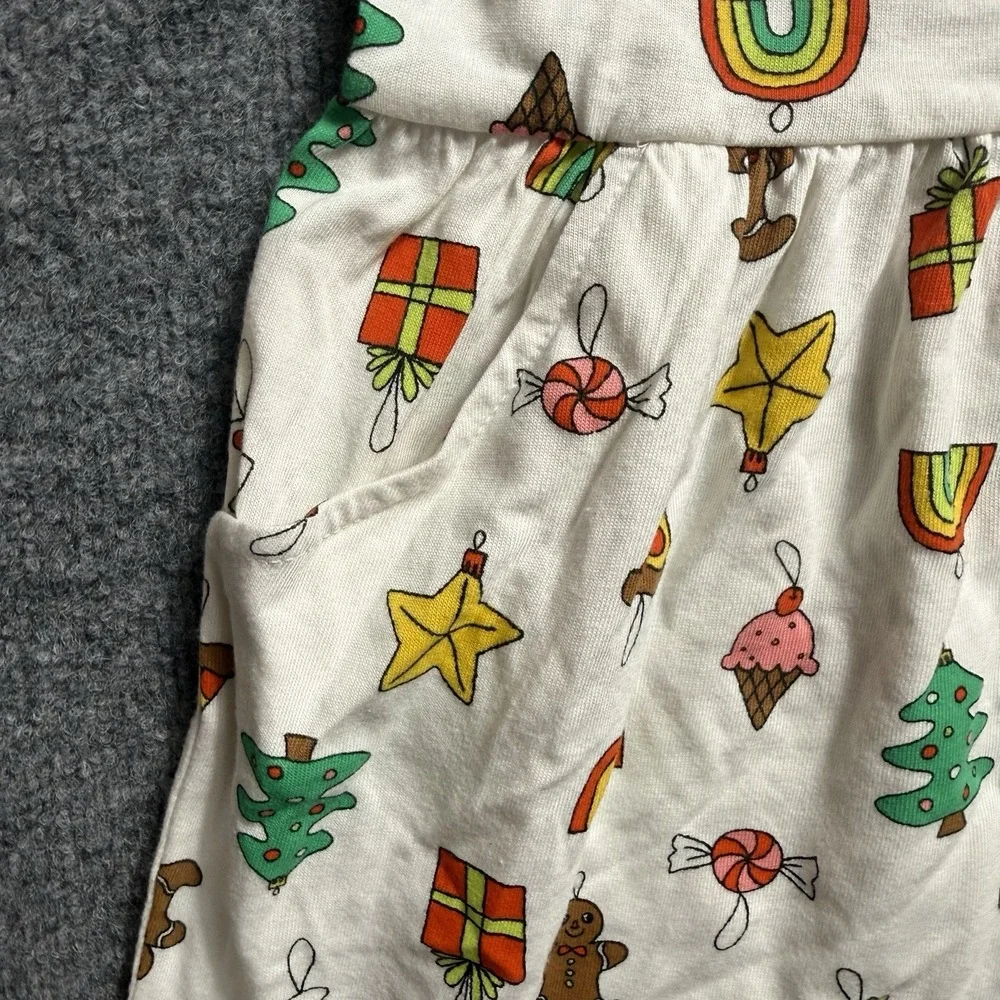 NWT Cat & Jack Girls Holiday Dress S 6/7 White Christmas Gingerbread Candy Tree